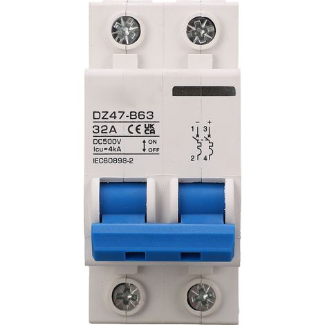 Disjoncteur 2P Type B 4000A Pouvoir de Coupure DC500V 32A Système Solaire Photovoltaïque (1/5)