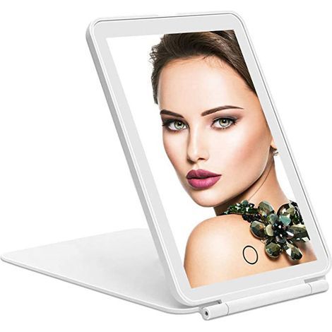Rechargeable makeup mirror with light, 3-color lighting, adjustable brightness, adjustable touch screen, table mirror - (1/5)