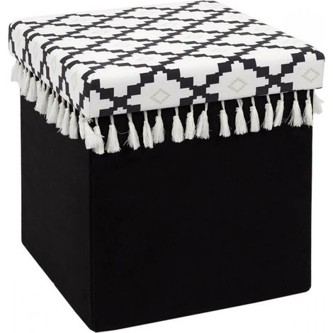MINECRAFT - Pouf-Coffre Pliable Noir Motif Géométrique (1/5)