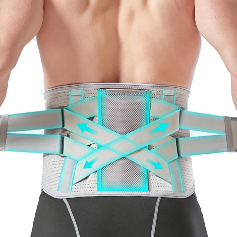Ceinture Lombaire de Maintien, Soutien Dorsal pour Femme et Homme, Soulage Douleurs Sciatique et Hernie Discale, Noir Taille L (1/3)