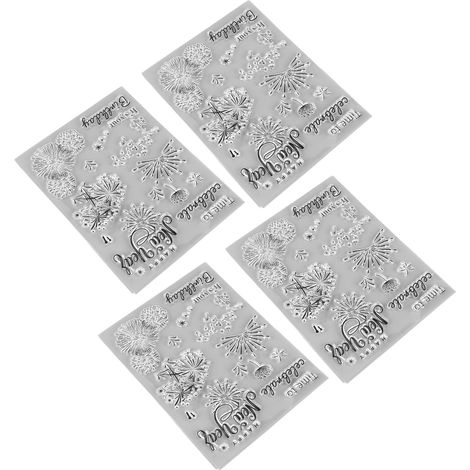 Un ensemble de 4 tampons transparents aux motifs décoratifs uniques pour la création de scrapbooking DIY. (1/5)