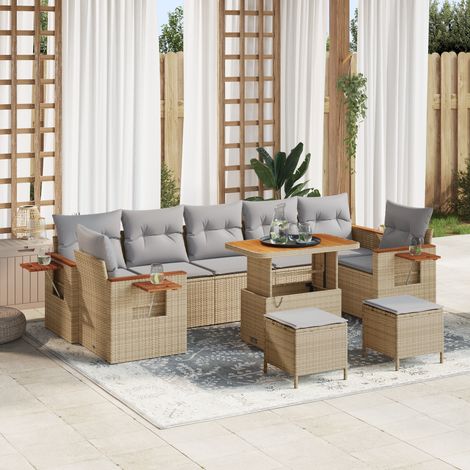 Gartensofa-set mit Kissen 13 pcs Beige und Hellgrau Poly-Rattan vidaXL (1/5)
