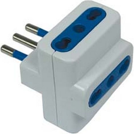 20PZ ADATTATORE TRIPLO 2P+T BIANCO - spina 16A prese 10/16A bianco