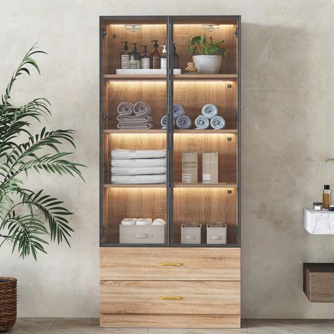 mobile contenitore alto MDF marrone per bagno moderno OKMYHOME (1/5)
