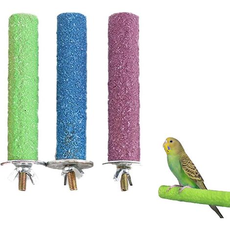 Perche pour Oiseau en Bois Sablé - Lot de 3 Barreaux de Cage pour Perroquet, Canari et Perruche - Support de Rangement pour Griffes (1/5)