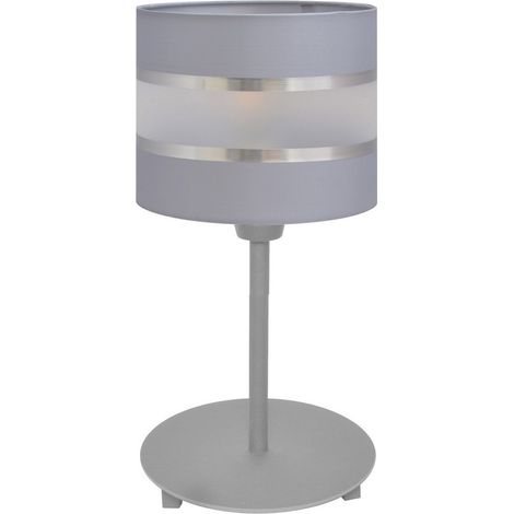 Helam HELEN Lampe à Poser Avec Abat-Jour Rond Gris, Argent 20cm