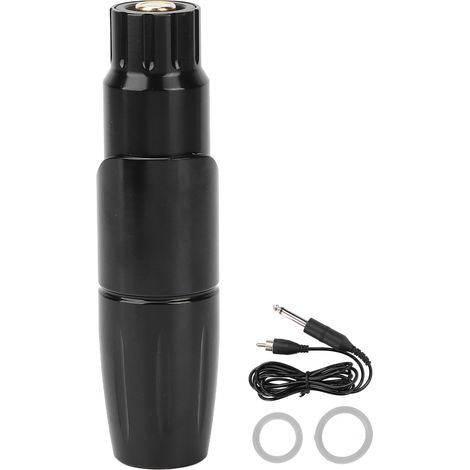 Machine à tatouer portable à moteur sans noyau, interface RCA, en alliage d'aluminium, stylo noir (1/5)