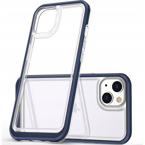 Custodia trasparente 3 in 1 per iPhone 13 mini, cover in gel con cornice blu (1/5)
