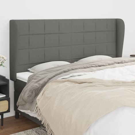 Kopfteil mit Ohren Dunkelgrau 183x23x118/128 cm Stoff (1/5)