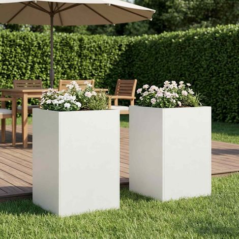 Cache-pot de jardin 2 pc Blanc 40 x 40 x 75 cm (1/5)
