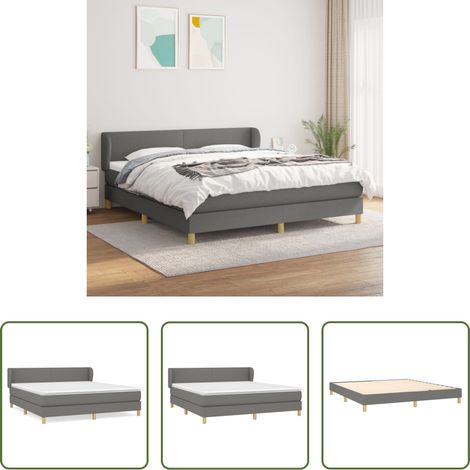 Matratze - Boxspringbett mit Matratze Dunkelgrau 160x200 cm Stoff (1/5)