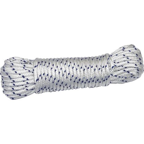 Geflochtenes Nylonseil – 10 Meter – Nylon-Polyester – Abriebfest – Für nautische Konstruktion und Handwerk – Ø 4 mm – Weiß/Blau (1/4)