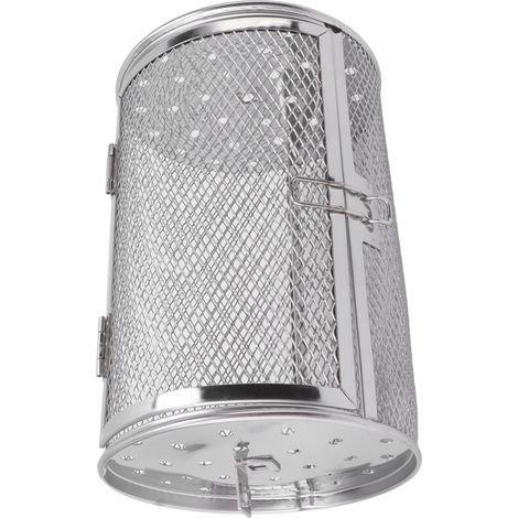 Panier de grillage rond en acier inoxydable pour barbecue, cage de cuisson pour arachides, noix séchées et légumes (1/5)