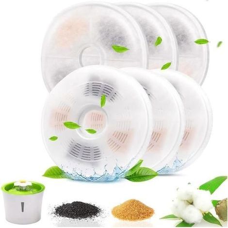 Triple-Action Cat Water Fountain Filters, 6-Pack, for Multi-Pet Water Dispensers