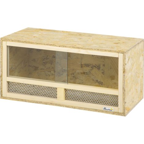 Terrario Rettili Legno Porte Vetro Scorrevoli Pannelli Rete 60x29.5x29.5cm