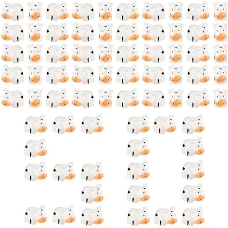 Lot de 50 mini figurines de vache en résine - Animaux miniatures mignons - Figurines d'animaux miniatures en mousse - Paysage de jardin - Accessoires pour intérieur et extérieur
