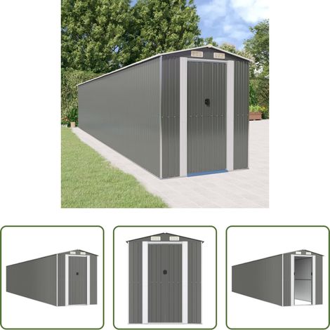 vidaXL Outils de jardin - Abri de jardin Gris clair 192x1021x223 cm Acier galvanisé (1/5)