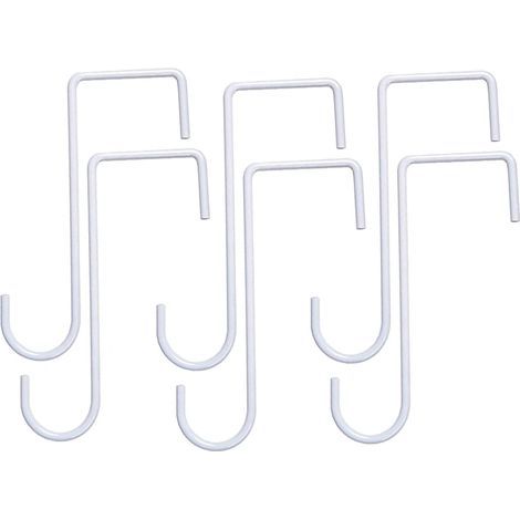Lot de 6 crochets de clôture en fer de 20,3 cm, crochets en métal pour suspendre des plantes, des paniers, des mangeoires à oiseaux, des outils de piscine (blanc, 20,3 cm) (1/4)