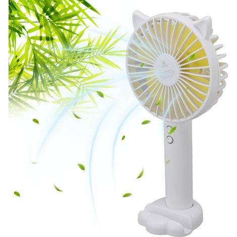 Kleiner, tragbarer Ventilator, wiederaufladbar per USB, niedlich und kompakt, ideal für Studenten, Studentenwohnheime, Büros und Desktop-Computer. Weiß. (1/5)