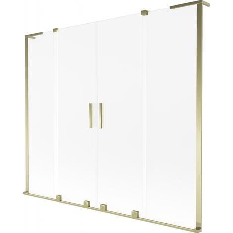 Mexen Velar L Duo paravento per vasca da bagno 2 ante scorrevoli 200 x 150 cm, smerigliato, dorato - 896-200-003-32-50 (1/2)