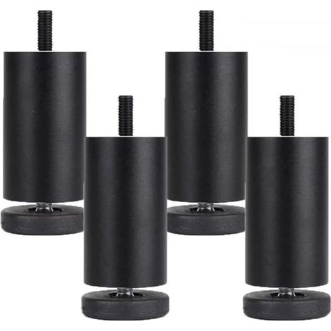 Pieds de meuble réglables en alliage d'aluminium – Hauteur 12cm – Base pivotante – Lot de 4 – Capacité de charge 200kg (1/5)
