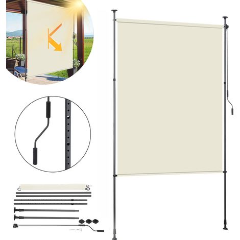 SWANEW Estor vertical Estor enrollable de exterior Protección anti-UV Estor de exterior con barras telescópicas sin taladrar 150 x 270 cm Beige (1/3)