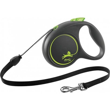 Flexi BLACK Design Cord Retractable Dog Lead - Green(M: 5m (up to: 20kg))