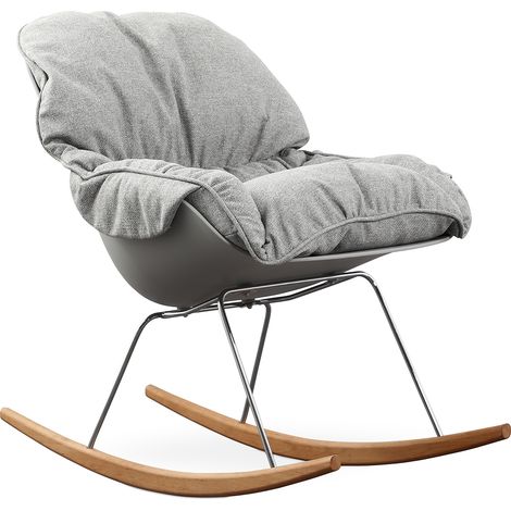Gepolsterter Schaukelstuhl - Skandinavisches Design - Ruma Grau