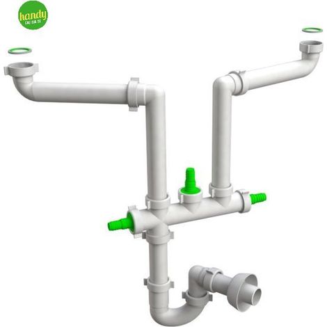 Sifone space 2 vie lavello salva spazio 3 attacchi ausiliari 1.1/2x40 bonomini (1/5)
