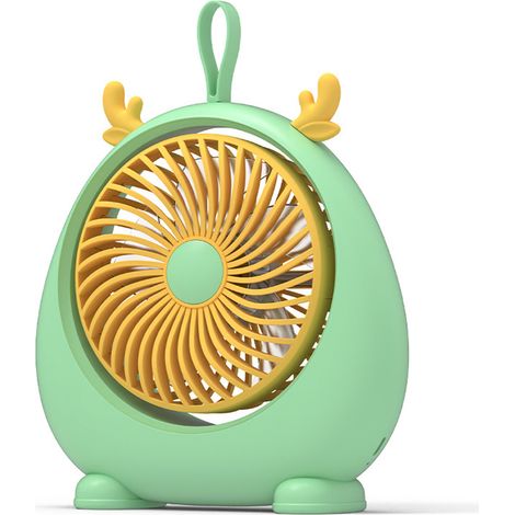 Ventilateur de bureau USB en PP, mini ventilateur de table silencieux et portable avec deux vitesses de ventilation, idéal pour la maison. Vert et compact. (1/5)