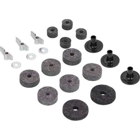 21 pièces rondelles feutre pour cymbale, support tube de serrage accessoire batterie avec écrou papillon inox (1/5)