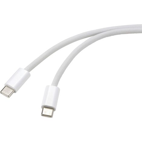 Renkforce Câble USB USB-C® mâle, USB-C® mâle 3.00 m blanc torsadé par paire RF-6056884 V561153