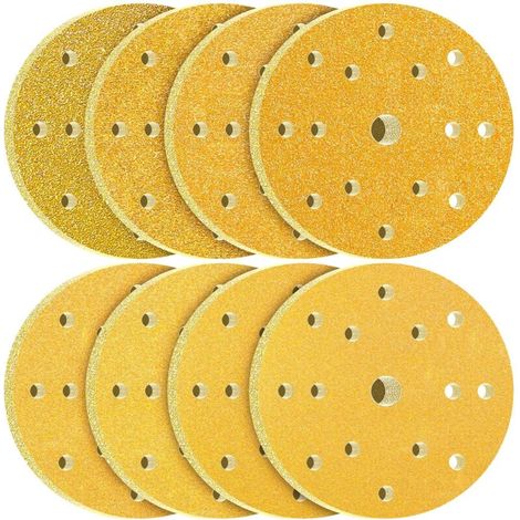80 Pièces Disque Abrasif 150mm Grain 60 80 100 120 180 240 320 400 15 Trous pour Ponceuse Excentrique (1/4)