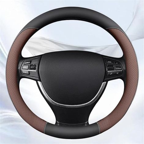 Funda universal antideslizante para volante de coche, funda protectora para volantes de 37-38 cm de diámetro (Color: Marrón) (1/5)