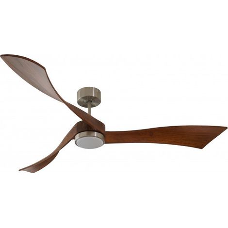 Twist, Ventilateur déstratificateur d'air, pales bois sombre 166 Cm Moteur chrome brossé avec point lumineux LED. (1/2)