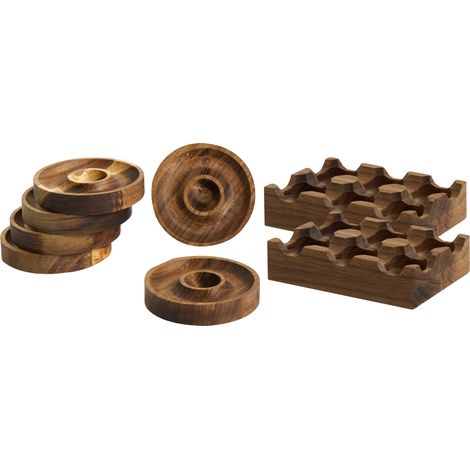 Conjunto de hueveras para 8 huevos de madera de acacia servir guardar huevos marrón Fournil (1/5)