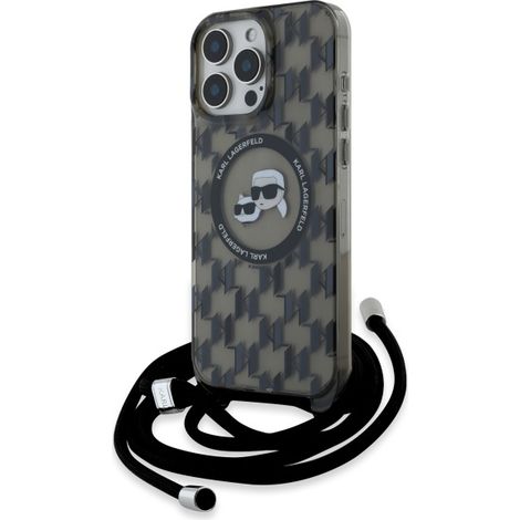 Karl Lagerfeld IML Crossbody Monogram Karl & Choupette Head MagSafe - iPhone 16 Pro Max Hülle (Schwarz) (1/5)