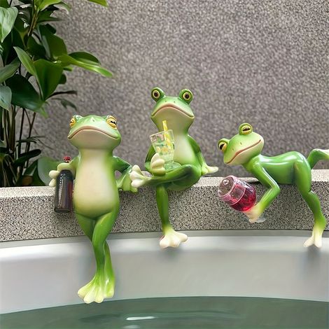 Lot de 3 charmantes grenouilles en résine jardins, idéales pour décorer décoratives, balcons et pots de fleurs pour Thanksgiving,Halloween et Noël . (1/5)