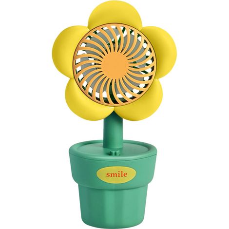 Mini ventilatore da tavolo ricaricabile tramite USB - Design a vaso di fiori, silenzioso, creativo e grazioso, adatto per casa e ufficio. (1/5)