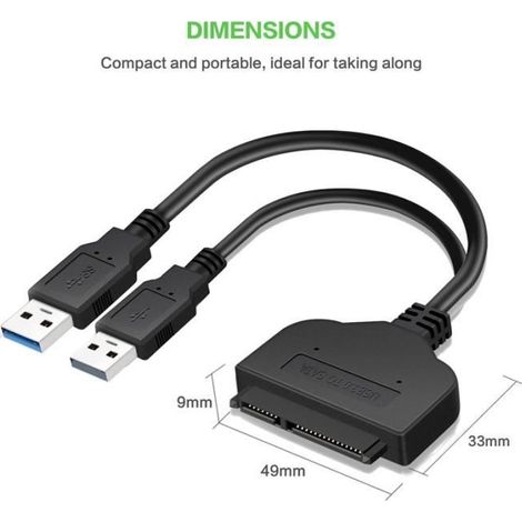 SATA 22 PIN vers USB 3.0 Câble Adaptateur pour 2.5 "SATA 1, 2.5" SATA2 lecteur de disque dur HDD et SSD SATA