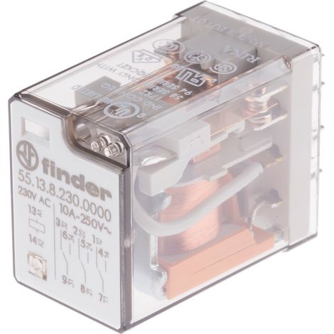 Finder 55 Series Relais de puissance 3 RT, bobine 230V c.a. Montage sur CI 1.5W ( Prix pour 1 )