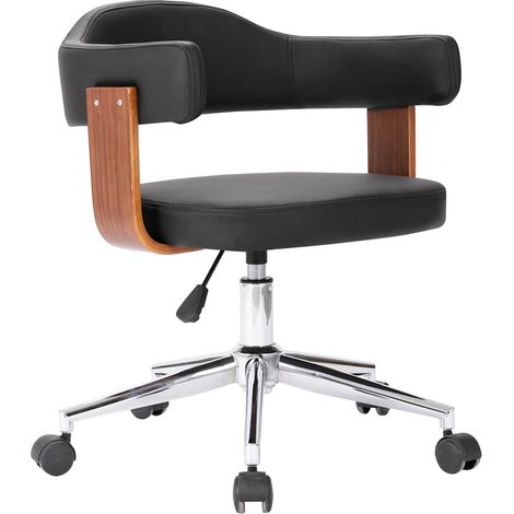 Maison Exclusive - Chaise pivotante à manger Noir Bois courbé et similicuir (1/5)