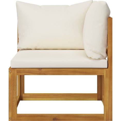 INLIFE Canapé d'angle sectionnel et coussin blanc crème Bois d'acacia (1/5)