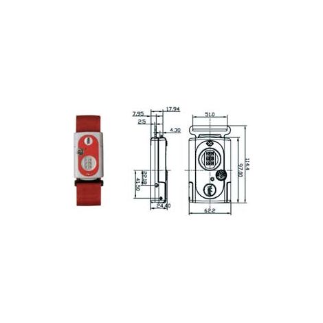 Fascia Per Valige Con Combinazione E Dispositivo "Tsa" Tl1 - mm.62 rosso - fascia mt.2 (YTL1/62/4/1R)