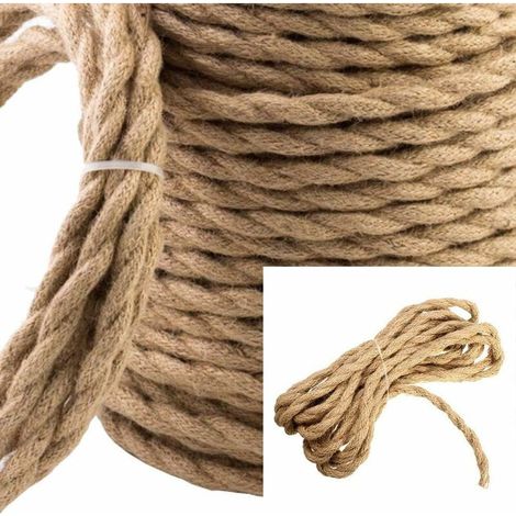 BETTE LED Lighting Fil électrique tissu Rétro Corde de chanvre tressé torsadée Câble 2 Noyaux (2x0.75mm²) pour Accessoires de lampe à suspendre 5M (1/4)