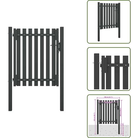The Living Store Gartentor Stahl 1x1,5 m Anthrazit - Gartentor - Stahltür - Metalltor - Anthrazit - Abschließbares Tor