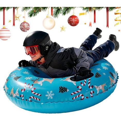 Luge gonflable - Bouée de neige - Avec poignées - Luge de ski gonflable - 80 x 80 cm - Verte (1/5)