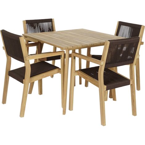 Table et chaise de jardin en teck élégance détente - Teck tressé marron élégant (1/5)
