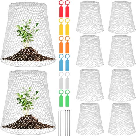 Lot de 10 cloches de jardin en métal, cloches en fil métallique pour plantes, cages de protection pour plantes, blanc (1/5)