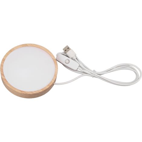 lumineux LED RGB rond en bois pour objets d art en acrylique